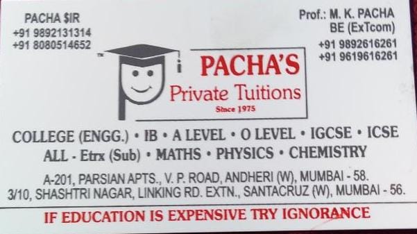 Pacha's Private Tuitions