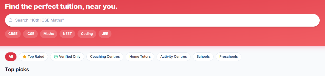 TutorSeekr search filtering by boards, ratings, category, etc — TutorSeekr search filtering by boards, ratings, category, etc Screenshot of TutorSeekr search filtering options